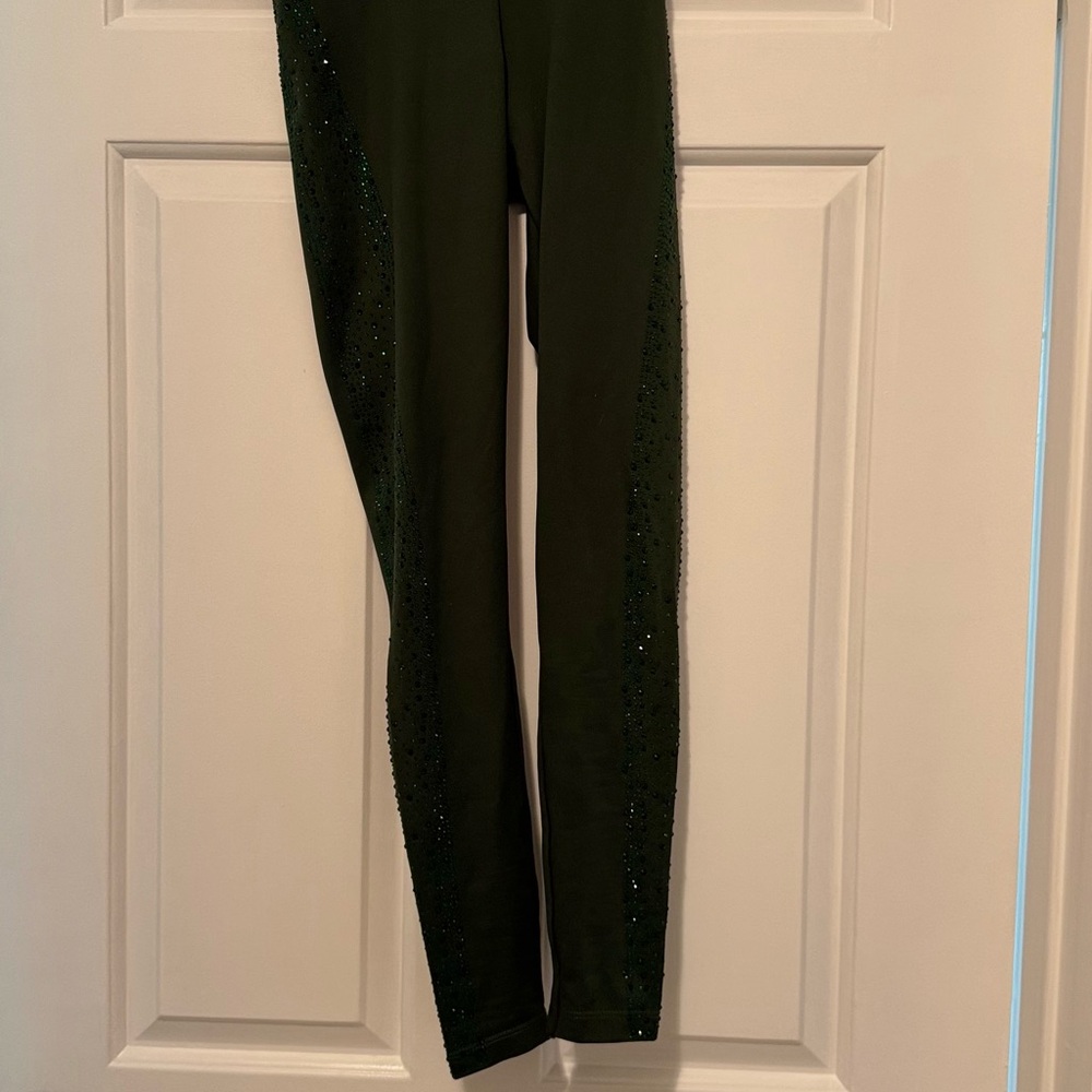 Luxelady Fit Green Leggings with Sparkle Detail